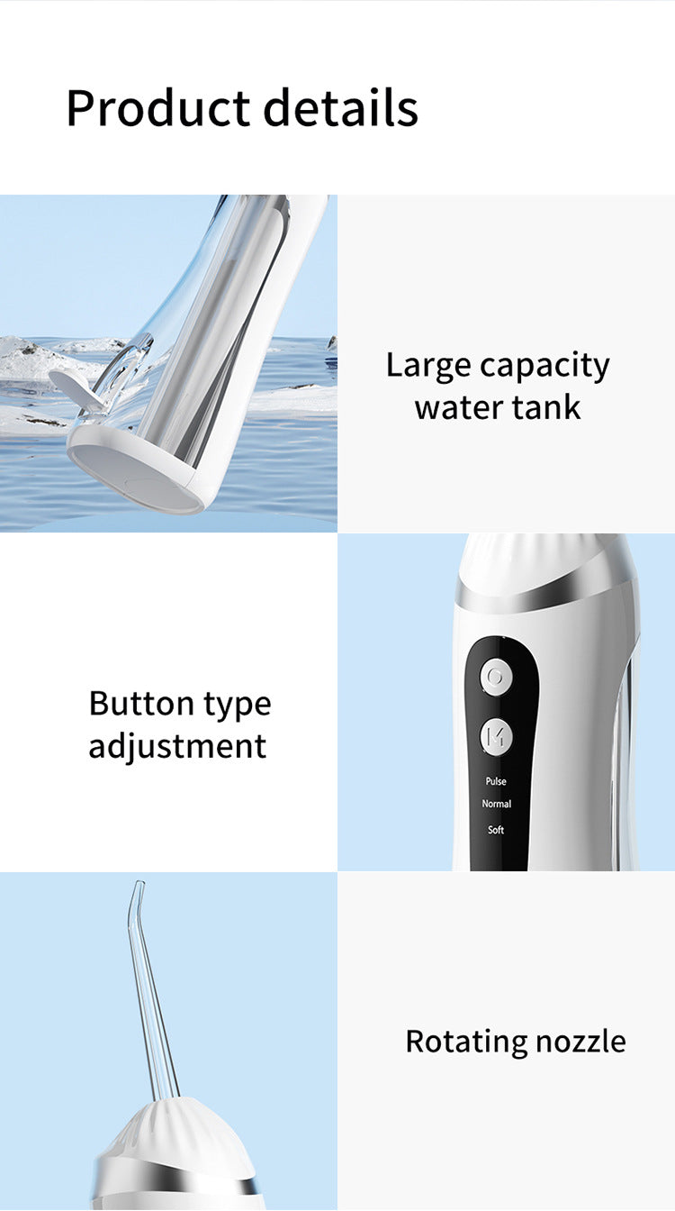 Black Portable Ultrasonic Oral Irrigator with 3 Cleaning Modes Smart Teeth Cleaning Machine 8