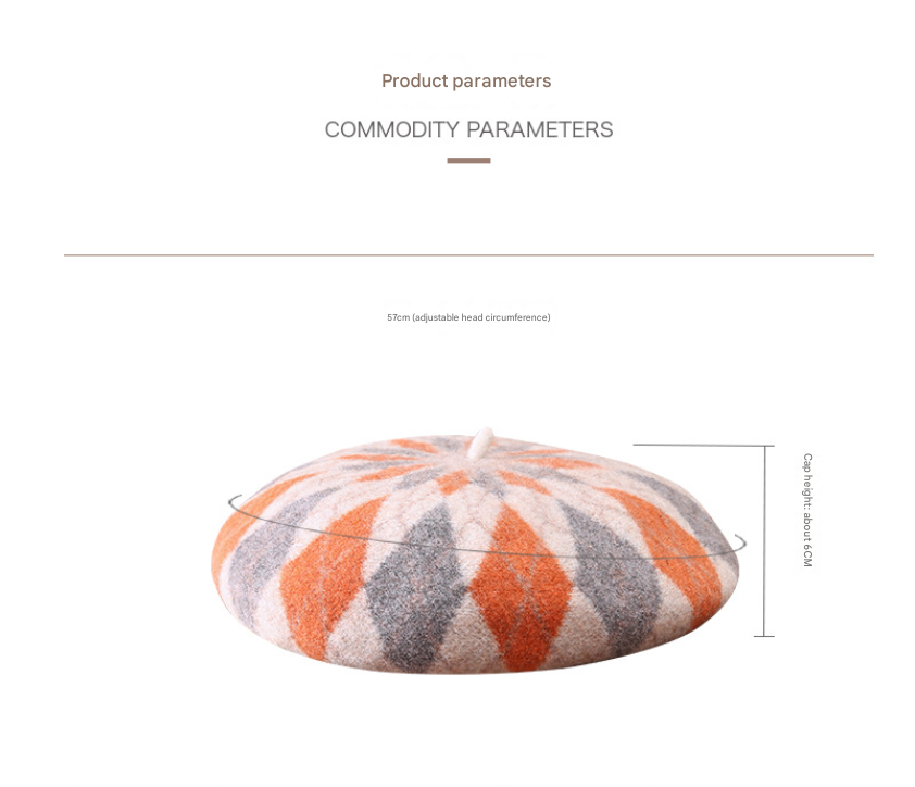 Diamond Colorblock Wool Beret - Stylish Plaid Painter Hat, Warm and Soft - (Yellow) 3