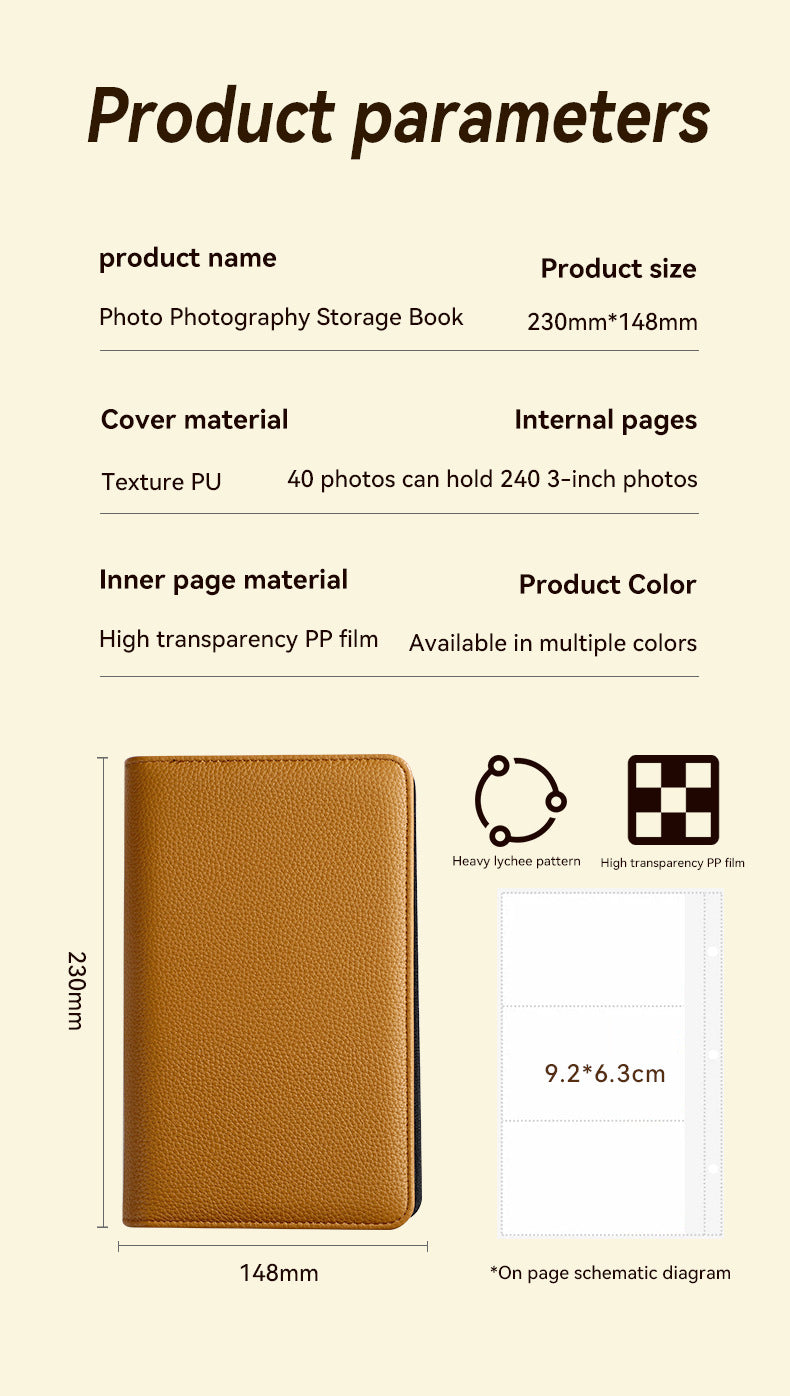 Pink PU Leather Zippered Photo Album - Holds 240 3 Prints" 6