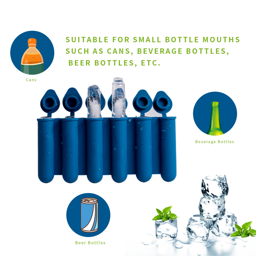 Black Bottle & Can Friendly Ice Stick Molds - 6-Cup Design, Set of 10 3