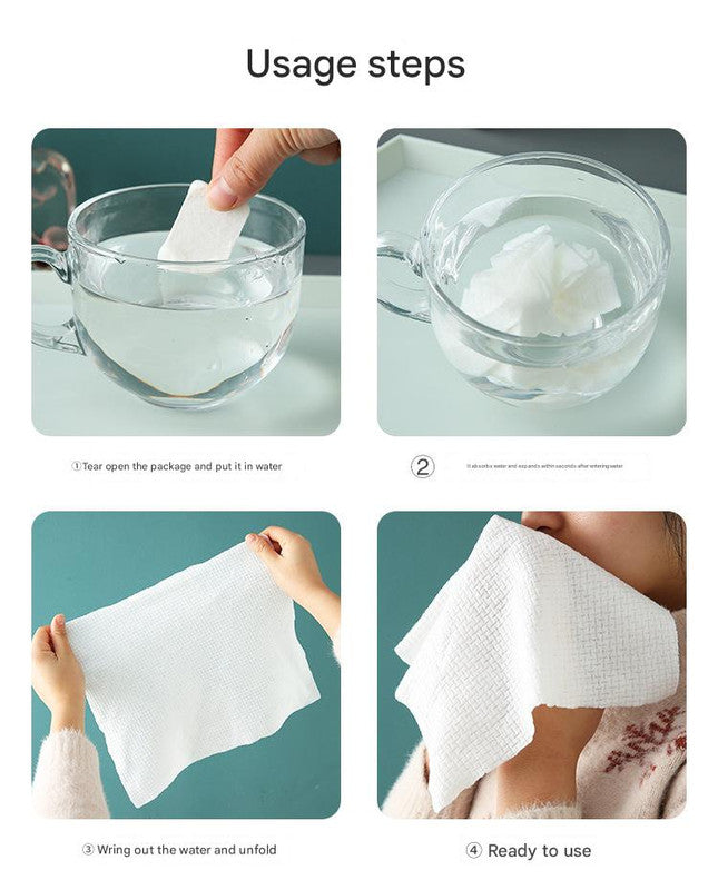 8 Packs (160 Total) Portable Cotton Compressed Towels - Soft, Absorbent Face Cleansing Cloths (Square Compression : 24x30cm) 4