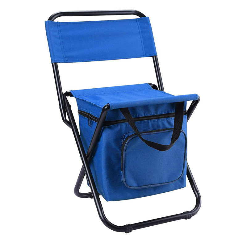 Foldable Camping Chair with Integrated 10L Insulated Cooler Bag - Blue
