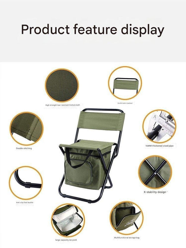 Foldable Camping Chair with Integrated 10L Insulated Cooler Bag - Black 3