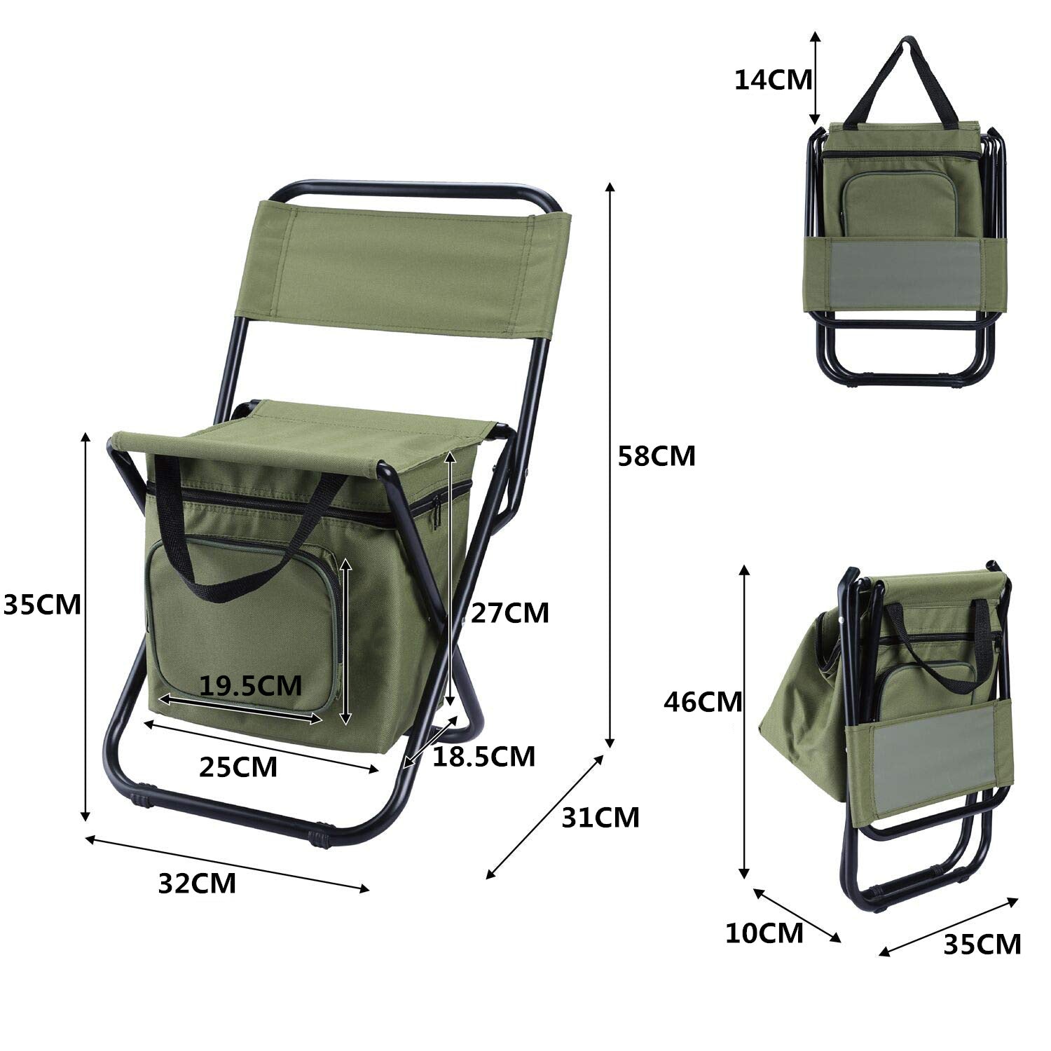 Foldable Camping Chair with Integrated 10L Insulated Cooler Bag - Black 5