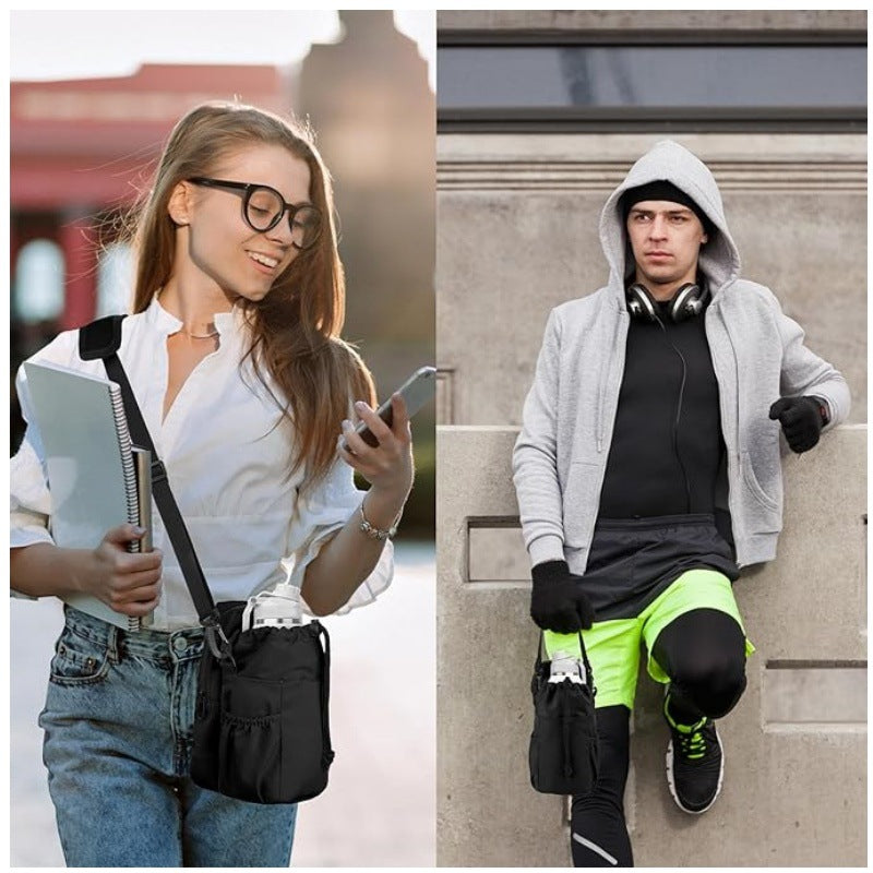 Green Portable Crossbody Water Bottle Holder with Multiple Pockets - Thermal Cooler Bag 5