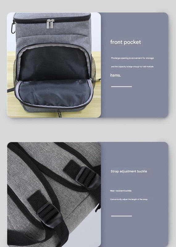 Grey Leakproof Insulated Backpack Cooler - Durable Oxford Cloth, for Travel & Picnics 4