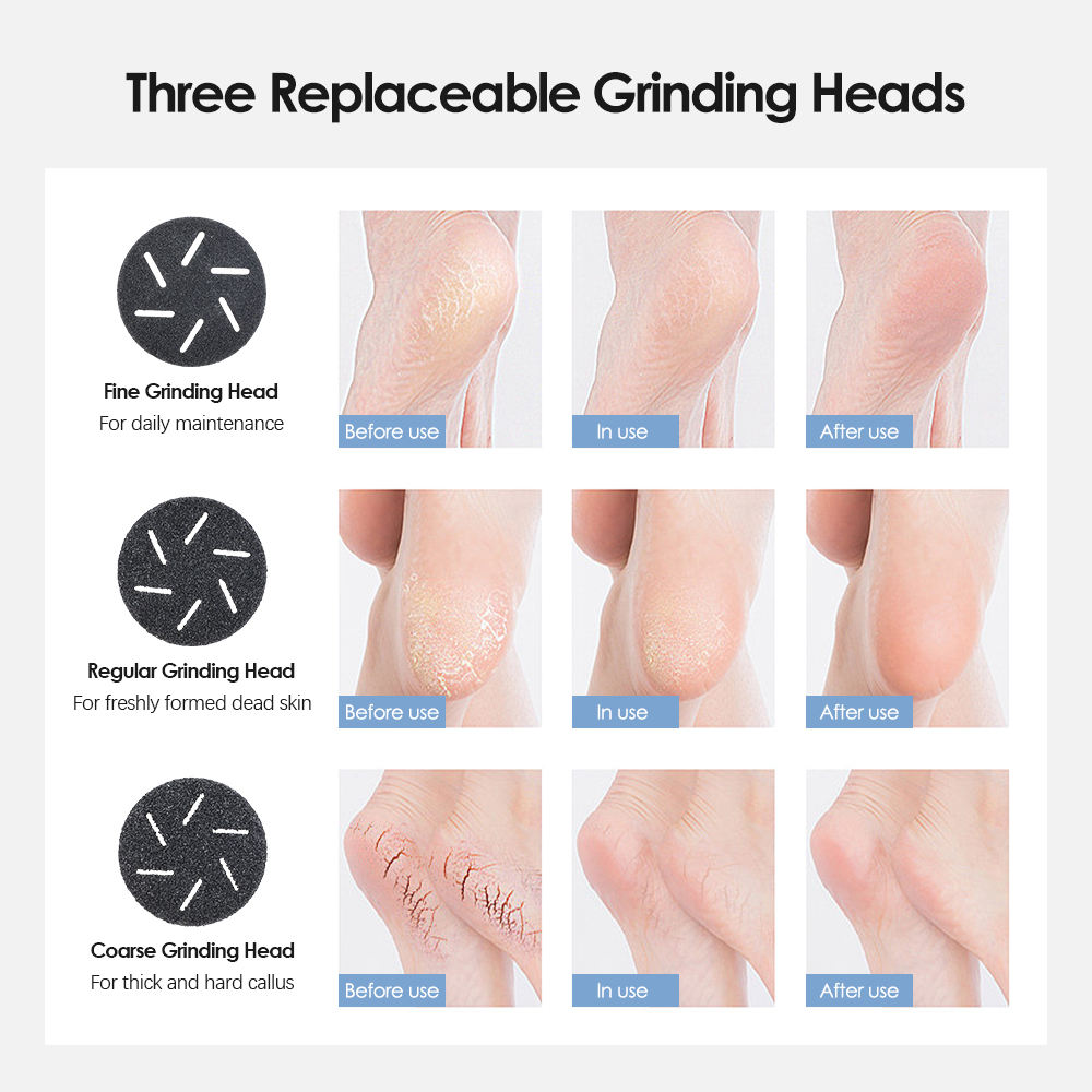 Black Rechargeable Electric Foot Grinder with Suction - Complete 10-Piece Pedicure Kit 4