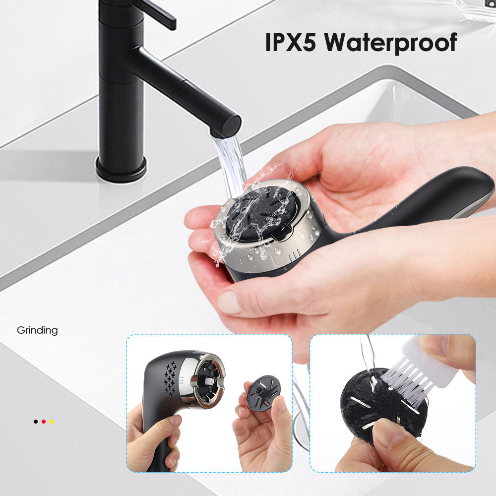 Black Rechargeable Electric Foot Grinder with Suction - Complete 10-Piece Pedicure Kit 5