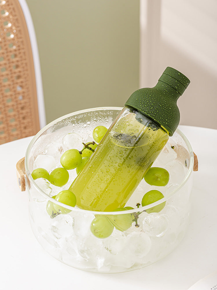 Style Cold Brew Bottle - 450ml Glass, Leak-Resistant Silicone Top Green Silicone Lid 3