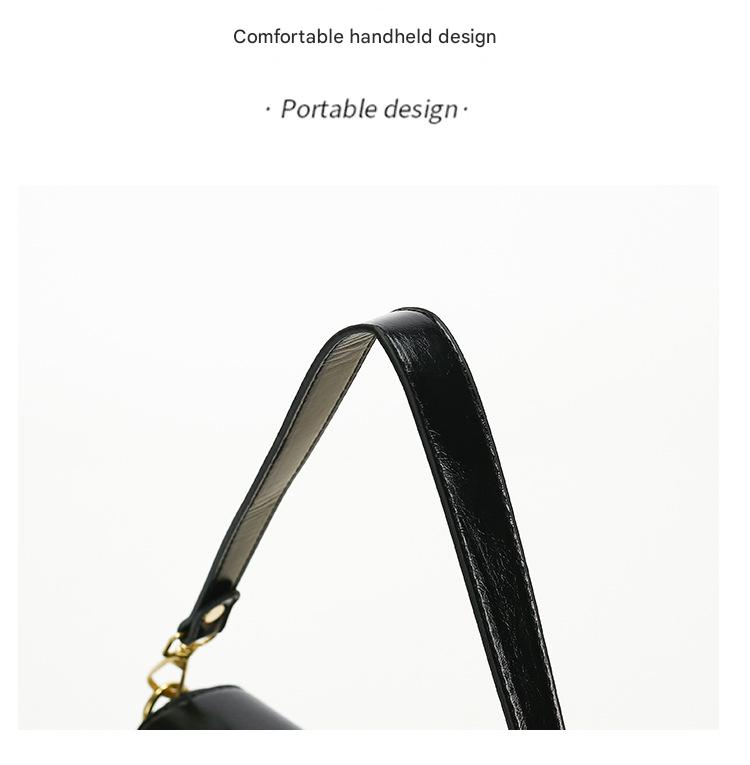 Black Chic Saddle Crossbody Bag with Wide Guitar Strap - PU Leather 4