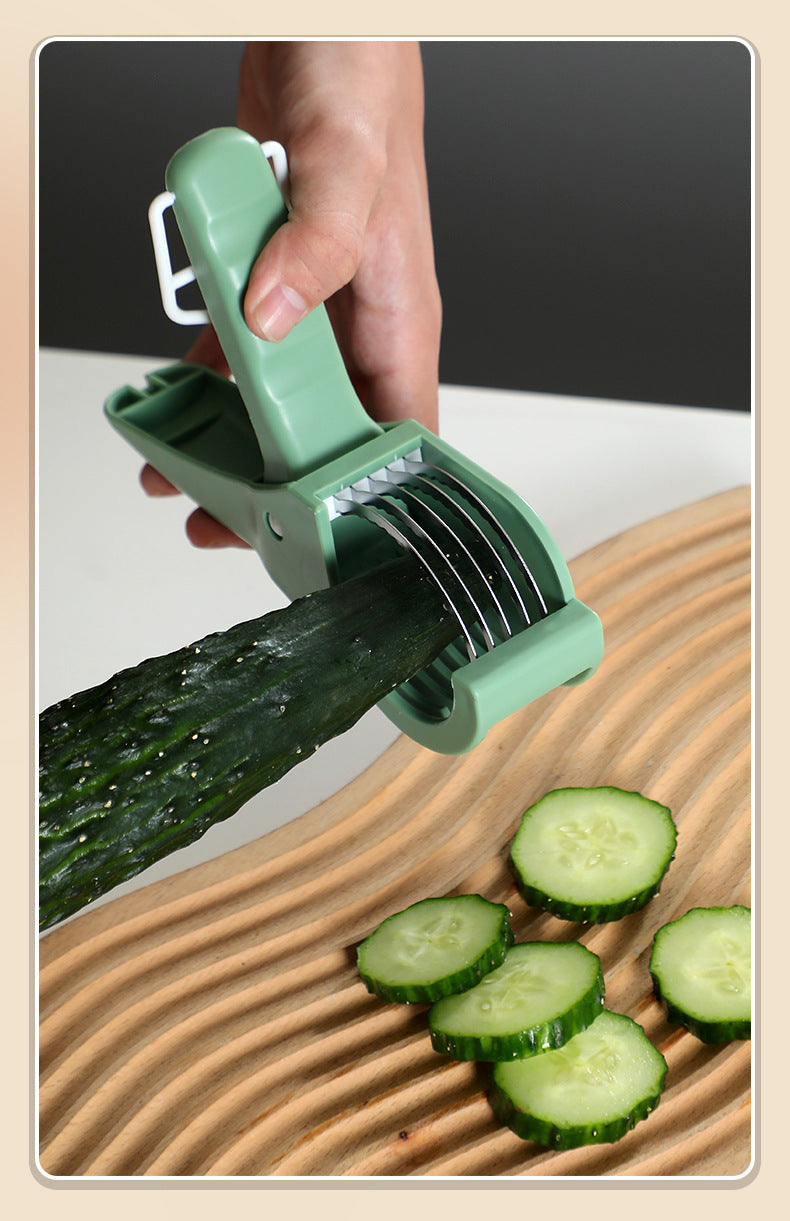 2 pcs Green 5-Blade Fruit & Vegetable Slicer for Crinkle Cuts - Kitchen Gadget 3
