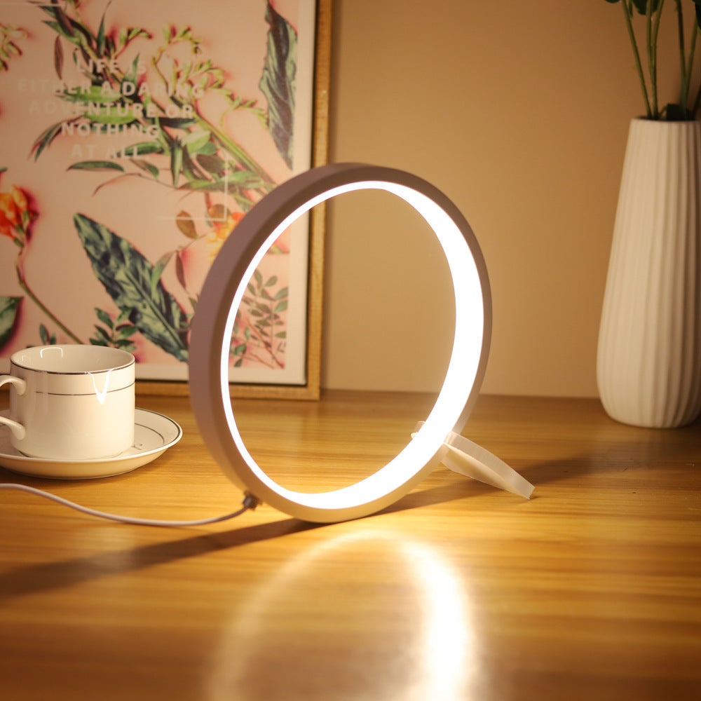 Modern LED Ring Desk Lamp - USB Powered, 3 Color Modes, Dimmable 3