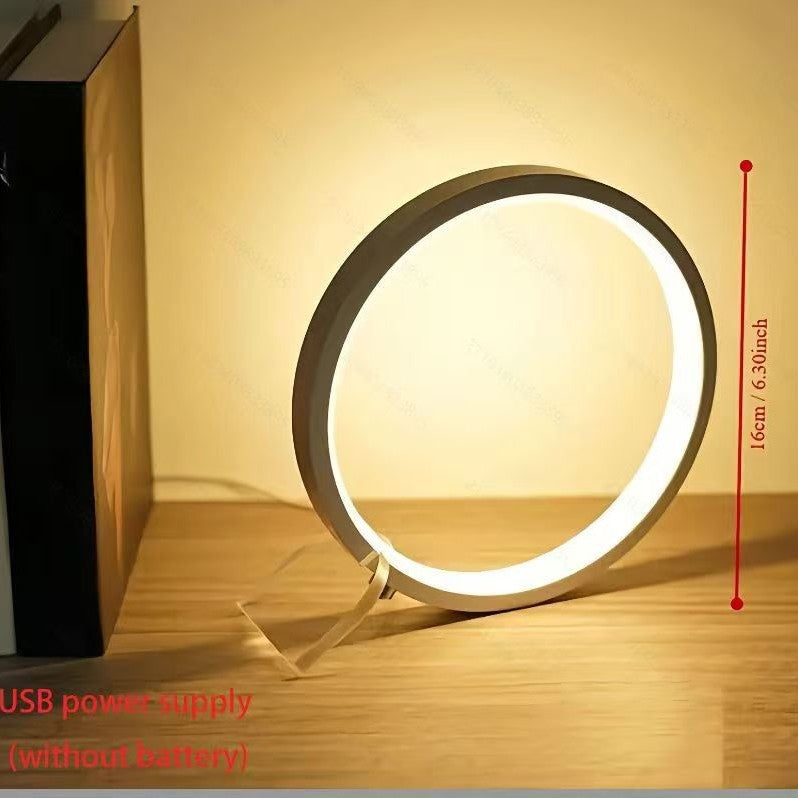Modern LED Ring Desk Lamp - USB Powered, 3 Color Modes, Dimmable 4