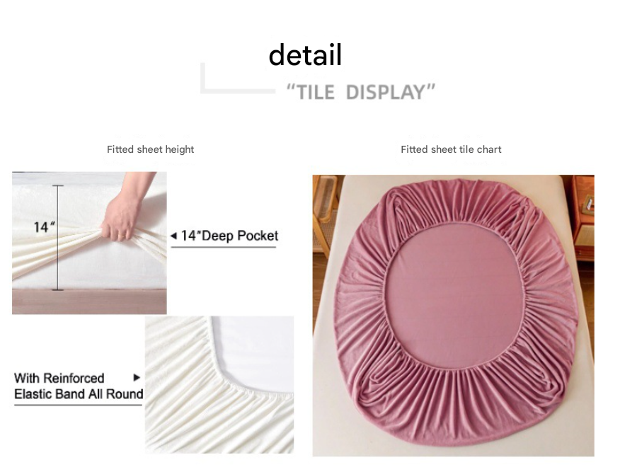 Bean paste color Plush Crystal Velvet Fitted Sheet - Ultra Soft, Warm & Thick for Winter (138x190+36cm) 3