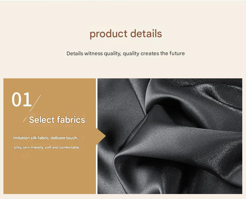 Black Silky Satin Pillowcase Pair - Smooth for Hair & Skin, Elastic Fitted (46x90+16cm)