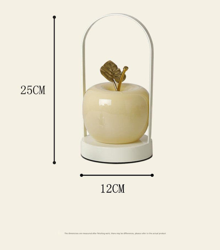 Yellow Decorative Apple Table Lamp - USB-C,  3 Light Modes, Metal Handle 6