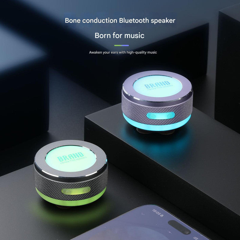 Silver Bone Conduction Vibration Bluetooth Speaker - TWS Stereo, LED, Surface Sound 3