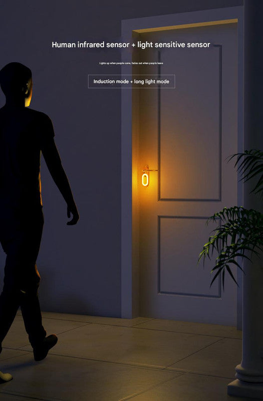 Wooden Motion Sensor LED Night Light - Doorknob Hanger & Writable Message Board 4