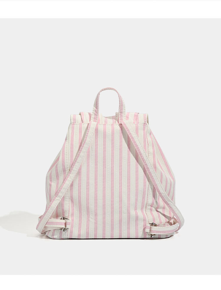 Cute Pink Stripe Bunny Ear Backpack - Star Applique, Kawaii Student Bag 5