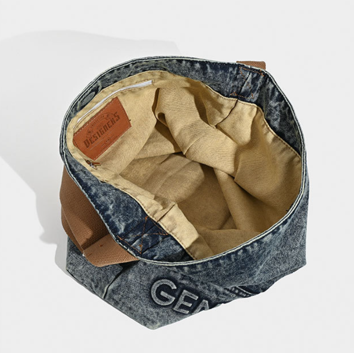 Washed Denim Tote Bag - Large Capacity Shoulder & Crossbody 4