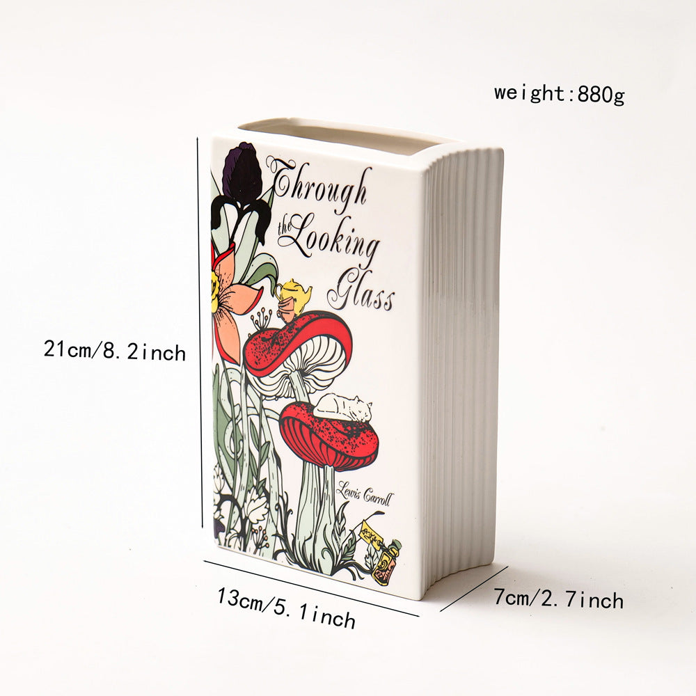 Literary Book Vase - Creative Ceramic Planter & Desk Organizer(Type A - 21x13x7cm) 3