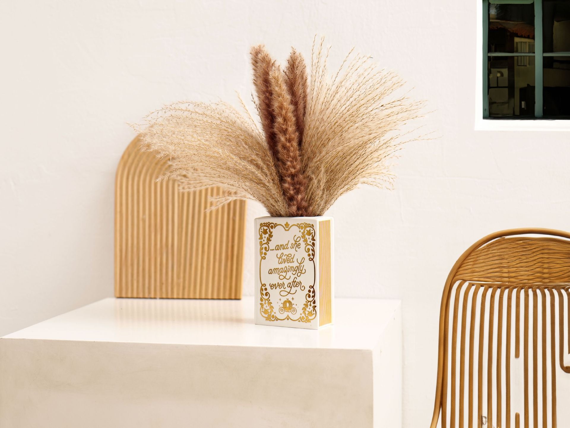 Literary Book Vase - Creative Ceramic Planter & Desk Organizer(Golden Book) 3