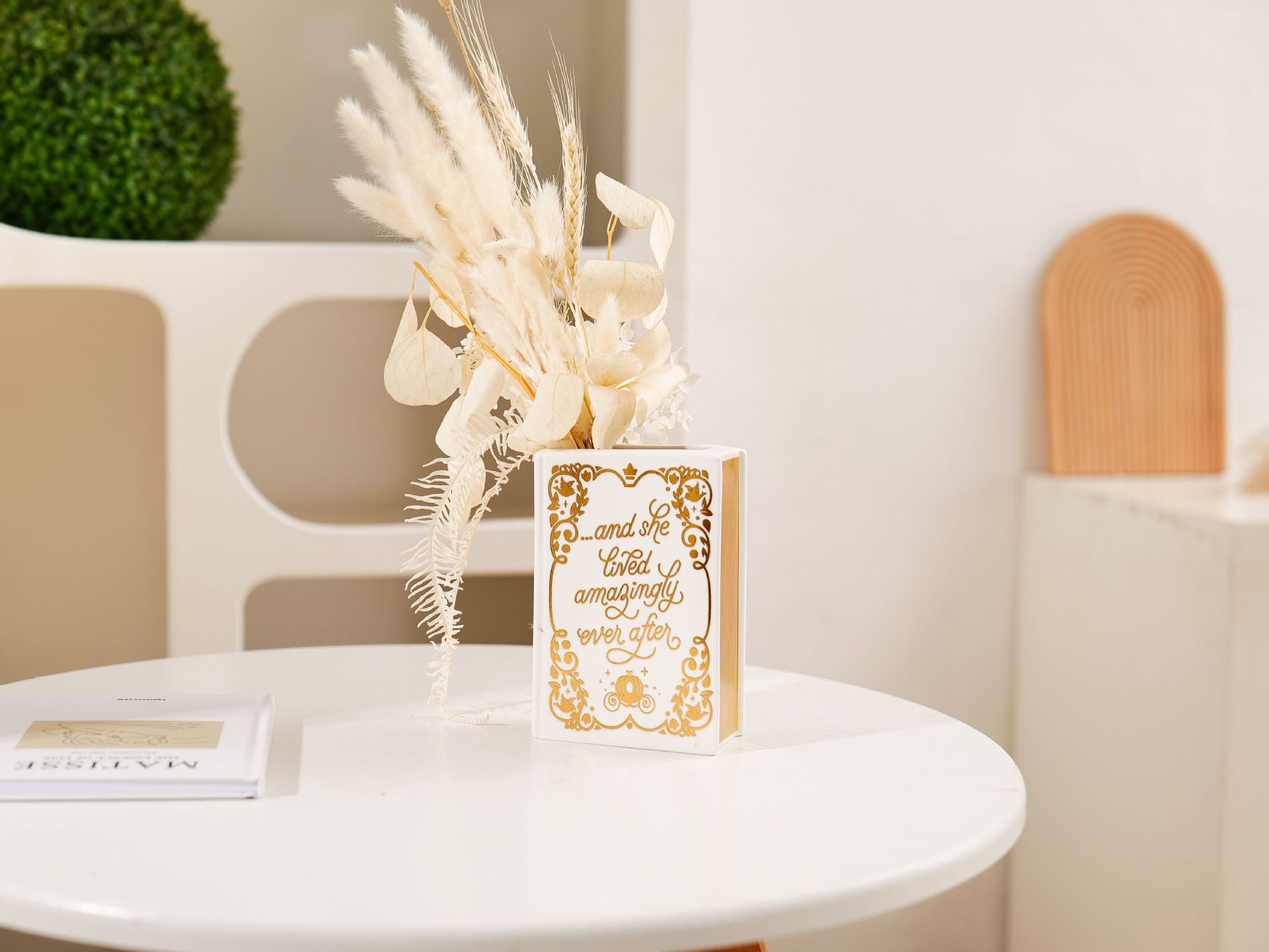 Literary Book Vase - Creative Ceramic Planter & Desk Organizer(Golden Book) 5