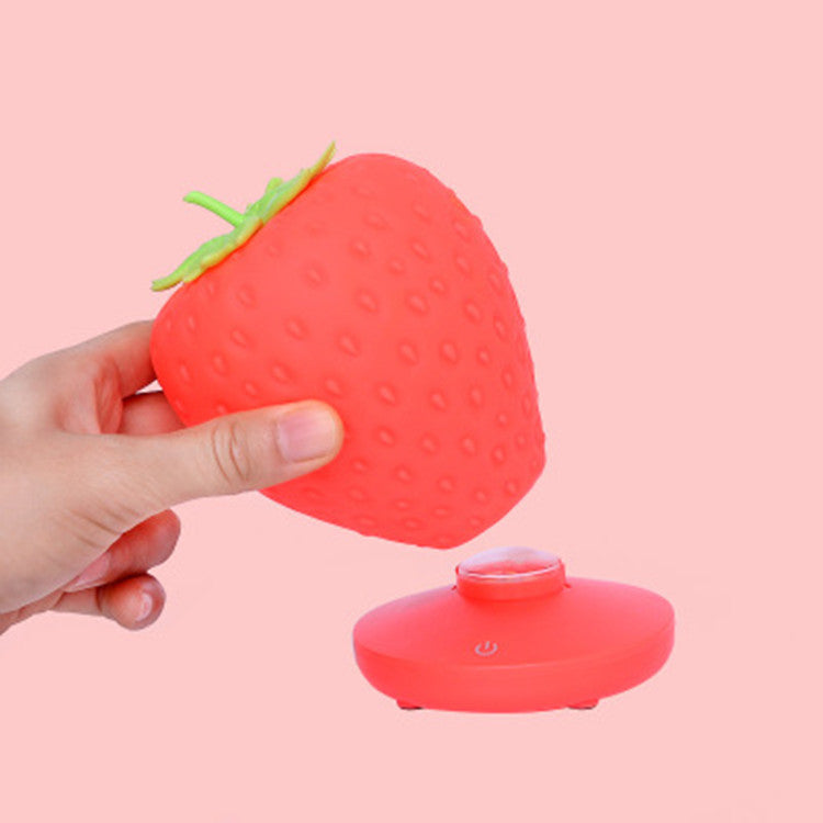 Red Cute Silicone Strawberry Night Light - USB Rechargeable, Touch Control