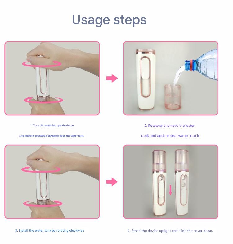 Yellow Dual Nozzle Nano Facial Mister - USB Rechargeable Hydrating Spray 4