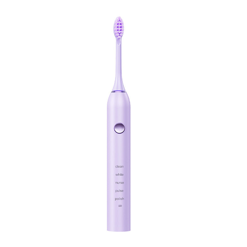 Advanced Sonic Toothbrush: 5 Cleaning Modes, 2-Min Timer, USB Fast Charge, Purple (4 brush heads)
