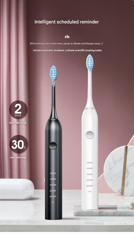 Advanced Sonic Toothbrush: 5 Cleaning Modes, 2-Min Timer, USB Fast Charge, Purple (4 brush heads) 3