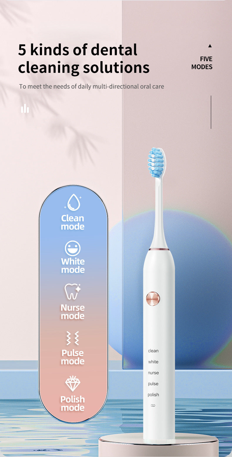 Pink Professional Sonic Toothbrush for Adults - 5 Modes, Smart Timer (4 brush heads) 5