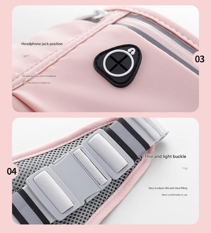 Lotus root powder Adjustable Running Belt - Fits Large Phones, Reflective, Earphone Port 3