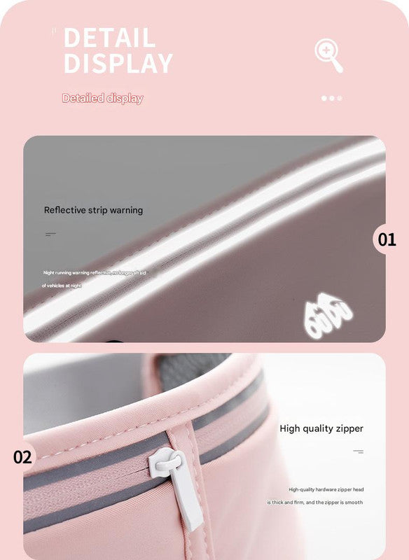 Light gray Adjustable Running Belt - Fits Large Phones, Reflective, Earphone Port