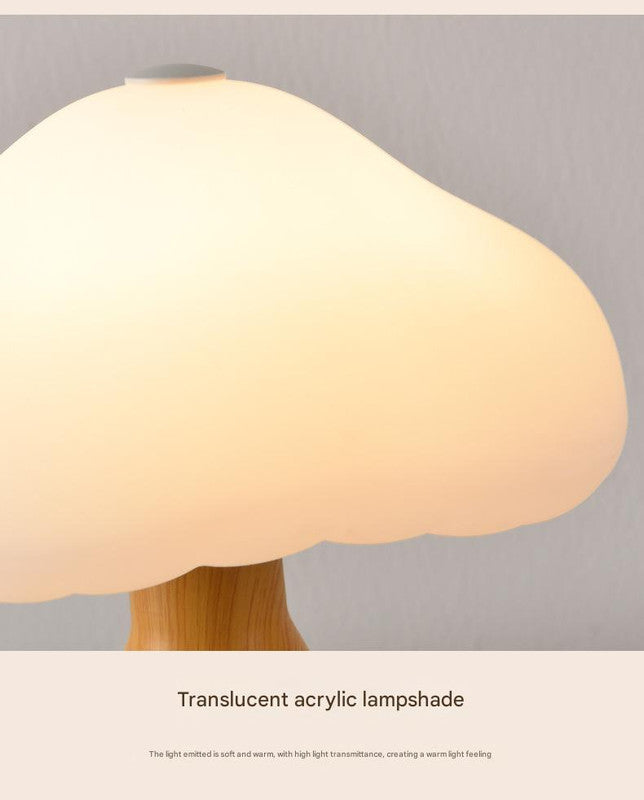 Woodgrain color Mushroom LED Table Lamp - Rechargeable, 3-Color Touch Dimmable, USB-C 5