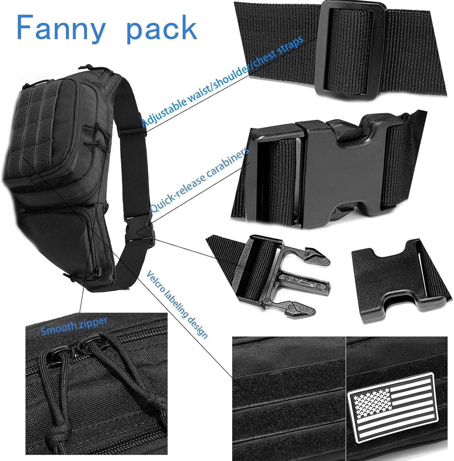 Khaki Rugged Tactical Waist Pack - MOLLE Outdoor Fanny Bag for Hiking Cycling & Travel 4