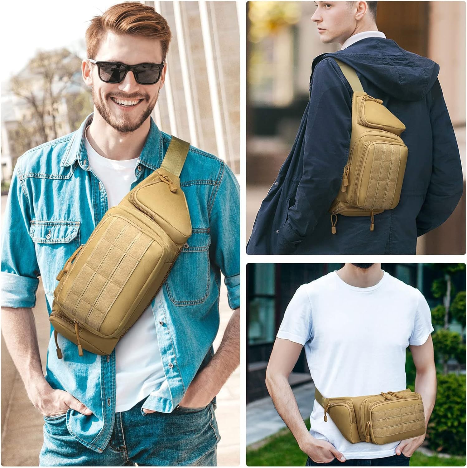 Khaki Rugged Tactical Waist Pack - MOLLE Outdoor Fanny Bag for Hiking Cycling & Travel 5