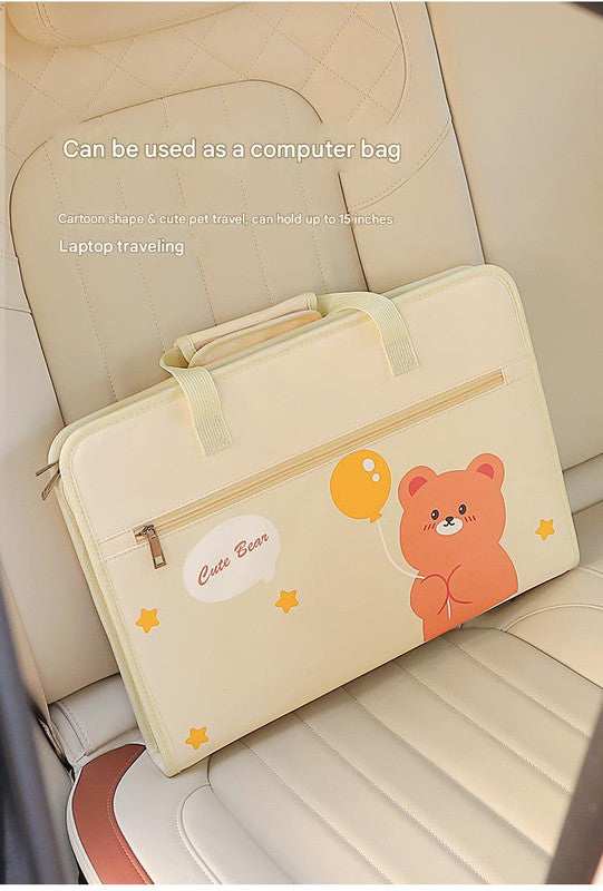 Yellow Foldable Car Back Seat Organizer Tray - PU Leather Travel Desk with Tablet Holder 7