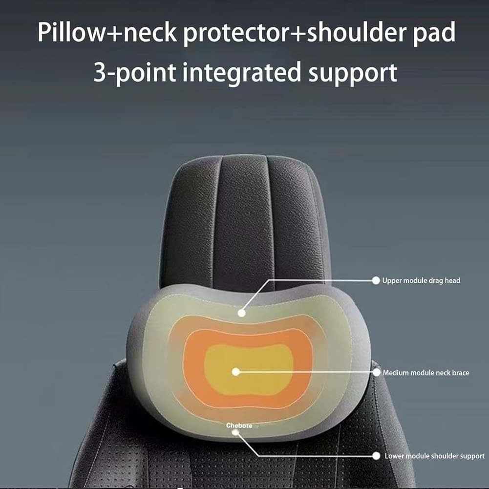 Black Ergonomic Memory Foam Car Headrest & Lumbar Support Cushion Set - Driving Comfort Neck & Back Pillow 4