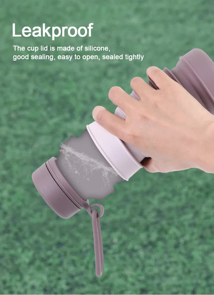 Blue and Black Collapsible Silicone Water Bottle - 510ml Portable Food-Grade Travel & Sports Drink Flask 6