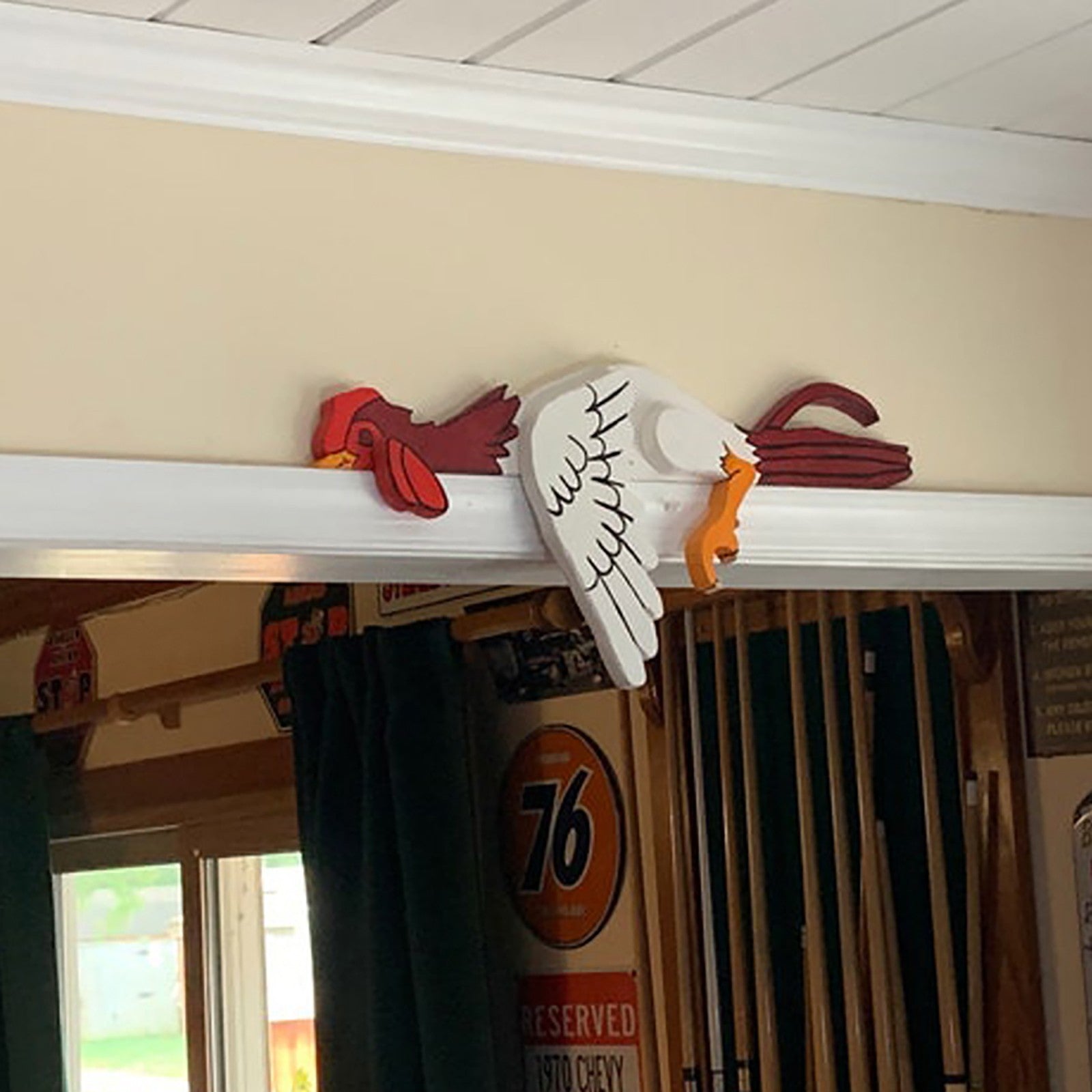 2 Pcs Red And White Whimsical Lazy Chicken Fence Topper - Funny PVC Garden & Home Decor Ornament 4