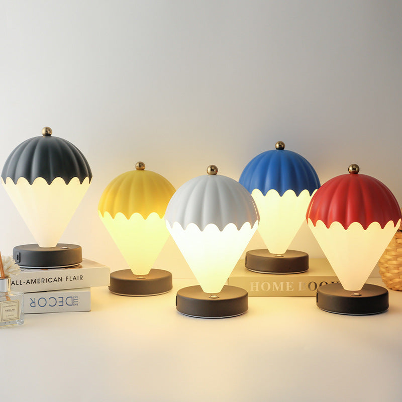 Red Rechargeable Hot Air Balloon LED Touch Lamp - 3-Color Nordic Style Desk Light