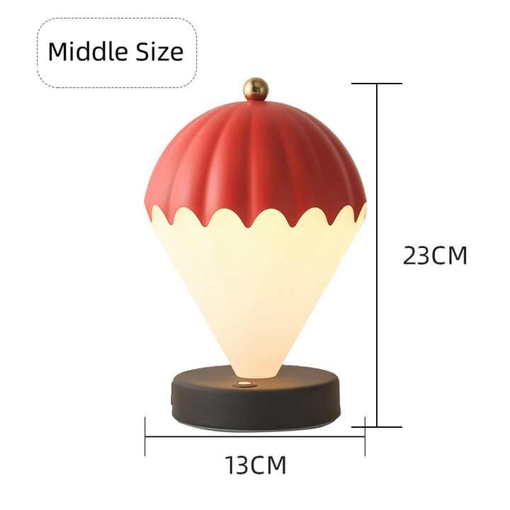 Red Rechargeable Hot Air Balloon LED Touch Lamp - 3-Color Nordic Style Desk Light 3
