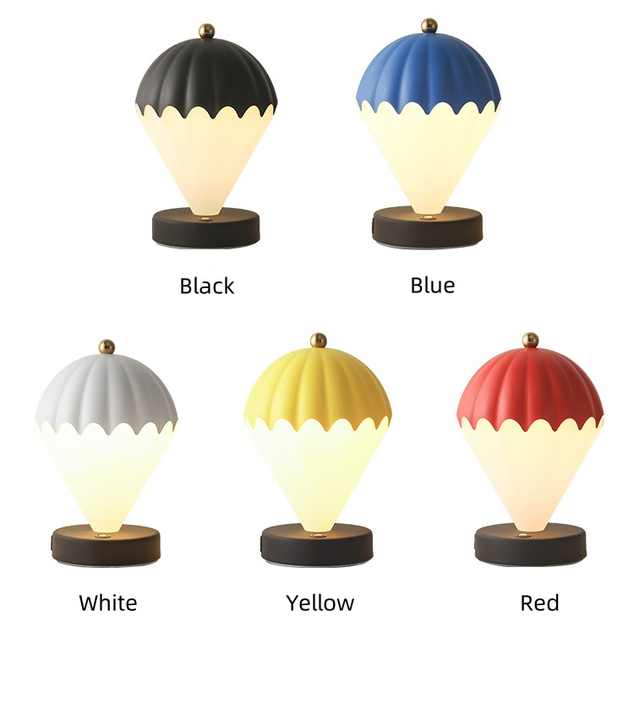 Black Rechargeable Hot Air Balloon LED Touch Lamp - 3-Color Nordic Style Desk Light 4