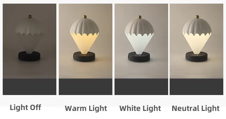 Black Rechargeable Hot Air Balloon LED Touch Lamp - 3-Color Nordic Style Desk Light 6