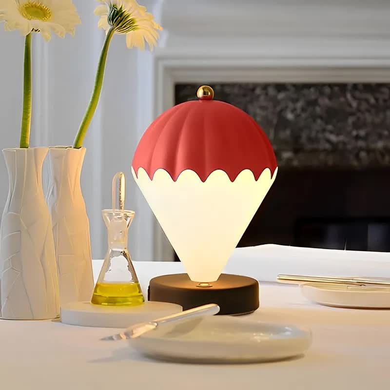 Yellow Rechargeable Hot Air Balloon LED Touch Lamp - 3-Color Nordic Style Desk Light 7