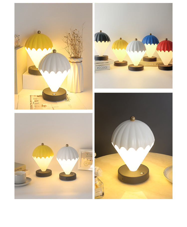 Yellow Rechargeable Hot Air Balloon LED Touch Lamp - 3-Color Nordic Style Desk Light 8