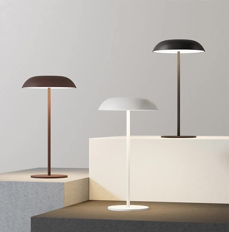 White Minimalist Rechargeable LED Touch Table Lamp - 3-Color Stepless Dimming Metal Desk Light 8