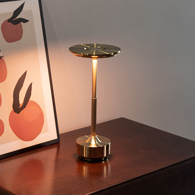 Gold Elegant Aluminum Alloy Rechargeable LED Touch Lamp - 3-Color Dimmable Cordless Table Light 7