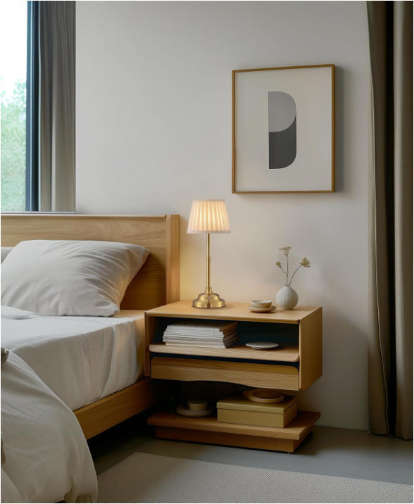 Gold and White Elegant Rechargeable Fabric Shade LED Lamp - Cordless Touch Stepless Dimmable Table Light 7